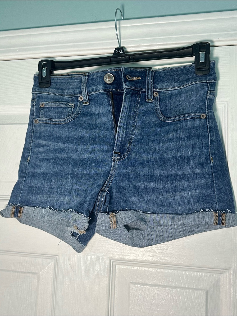 American Eagle Outfitters Blue Rolled Hem Denim Shorts